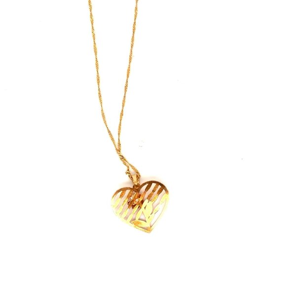 10K Gold Heart/Rose Necklace - Picture 3 of 6